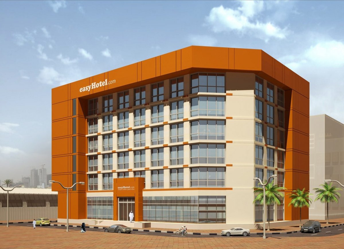 Easy Hotel street view of The building with ground and five floors designed for a competition Easy Hotel street view of The building with ground and five floors designed for a competition